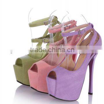16cm High Heel Peep Toe Sandals Women Fashion Purple Dress Shoe for Party photo-3