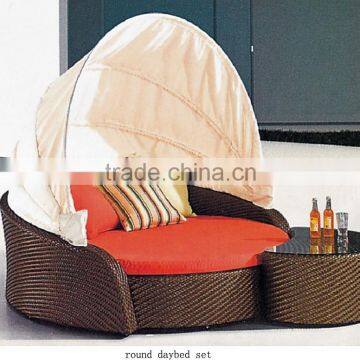 ourdoor rattan wicker leisure round garden daybed with top