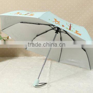 3 Folding Cheap UV Black Metal Frame Check Silver Umbrella photo-5