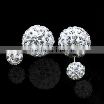 >< BEST SELLING Rhinestone Stud Earrings Crystal Double Ball Earring/