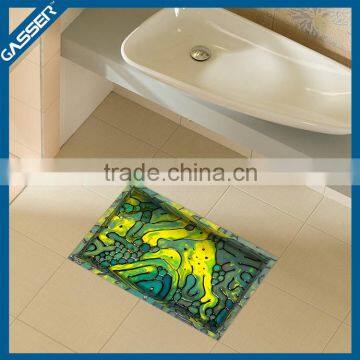 China factory customize different shape printing 3d decoration bathroom floor stickers