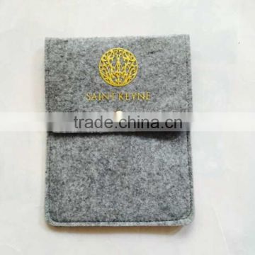 Custom printed grey felt button pouch snap bag,jewel pouches bags