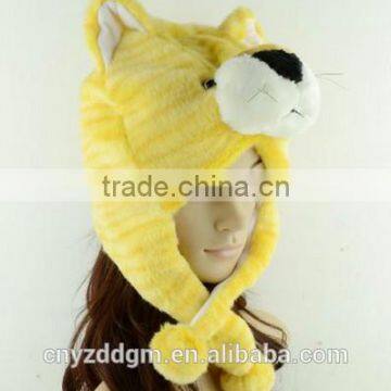 fox long plush hat/ plush animals hats /plush spot tiger hats