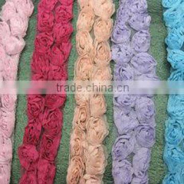 Shabby Frayed Chiffon Rose Flower Trim