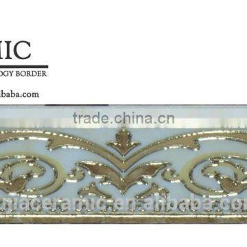 Foshan factory golden polished crystal border tiles design decor border tile 30x8 A304902