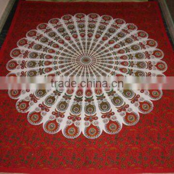 coloured printed round mandala tapestry