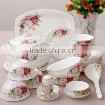 full decoration newly designed bone china ceramic dinnerware set made in china