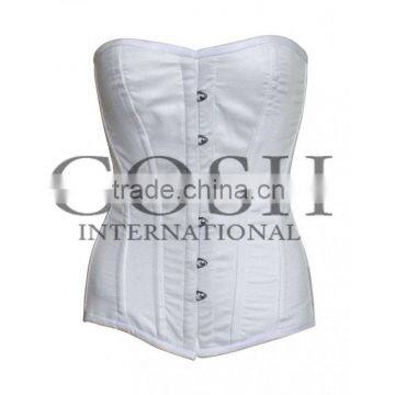 Steel Boned Overbust Corset in White Satin, Ci-001