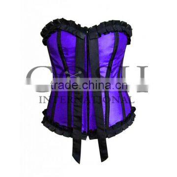 Overbust Blue Satin Steel Boned Corset Ci-1133