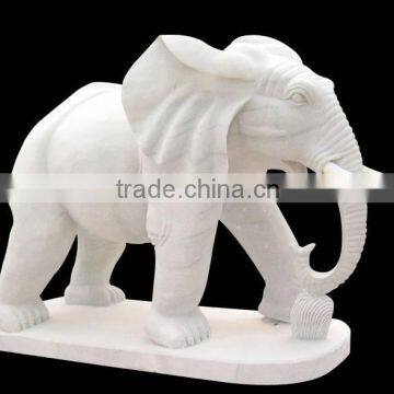 Thailand Elephant Statue White Marble Stone Hand Carved Sculpture for Garden