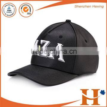 2016 High Quality Embroidered Black Leather Strapback Hat Blank Embroided 5 Panel photo-5