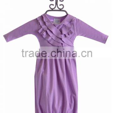 2016 fall winter lavender ruffle pearl dresses cotton newborn baby girl gown