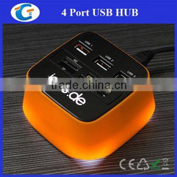 3 Ports USB 2.0 Hub Light Up Logo Hub