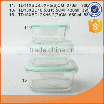 Rectangle Shape Airtight Glass Food Container Heat Resistant Food Container With Lid