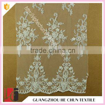 HC-6149-1 Hechun China Knitted Sequin Net Embroidery Bridal Lace Fabric
