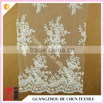 HC-5685-1 Hechun Natural White Beauty Pearls Beaded Burgundy Bridal Lace Fabric