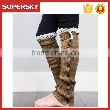 A-21 lace knitting leg warmers buttons lace leg warmers knitted lace boot leg warmers