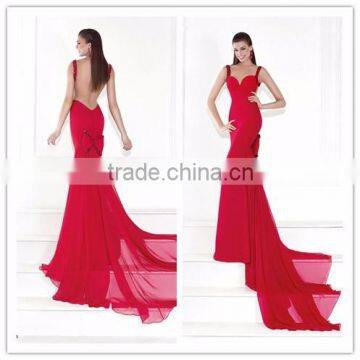 Big size Red Chiffon Sweetheart Mermaid Long evening dress vestido de noite(YASA-817)