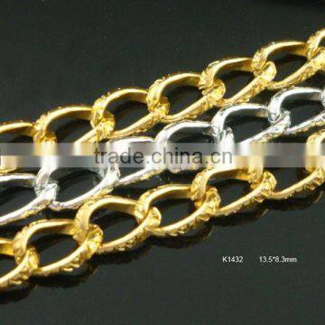 v shape pattern gold and silver color chain 13.5*8.3mm