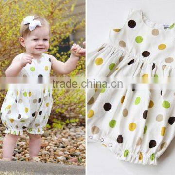 2015 koya new arrival baby romper with colorful spoted sleeveless baby clothes