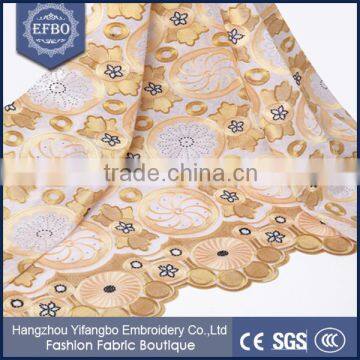 2016 gold and wine big african organza lace stone work heavy embroidered fabrics wholesale factory price uk swiss lace