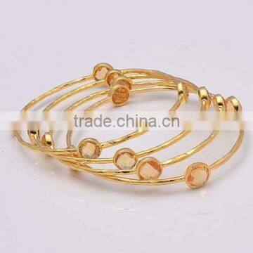 The Gopali Jewellers Citrine Bangle Wholesale Jewelry Gemstone Bangles gold plated Bangles