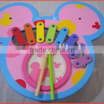 2012 wood ear xylophone toy wirh drum for children