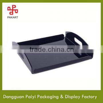 Hot sale black acrylic handle tray for wholesale/plastic tray