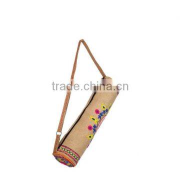 Yoga Mat Bag Indian Ethnic Jute Embroidered Yoga Bag, Traditional Yoga Mat Bag, Vintage Yoga Bag, Cross Body Unisex Shoulder Bag photo-3