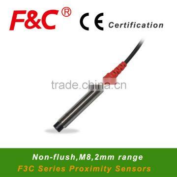 M8 F&C F3C-08KN02 Series Inductive Proximity Sensor, 2 Years Warranty, 360 Degree LED View, NON-Flush 12~24VDC Sensor photo-1
