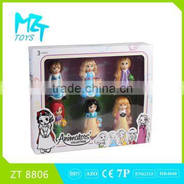 2015 New !Eco-friendly PVC 5 Inch princess set Barbie Doll(6 model mixed)