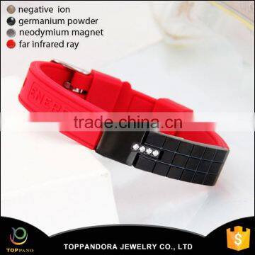 2016 Fashion new design glossy silicone bracelet healthy energy silicone bracelet custom silicone bracelet for men