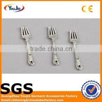 Custom small antique silver metal fork shape tags for decorations