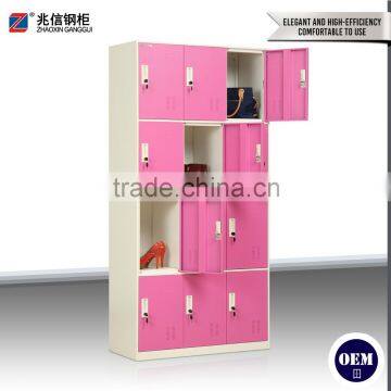 12 Door Pink Stainless Steel Wardrobe Multi-door Steel Closet Locker Fashionable Key Lock Steel Locker photo-6