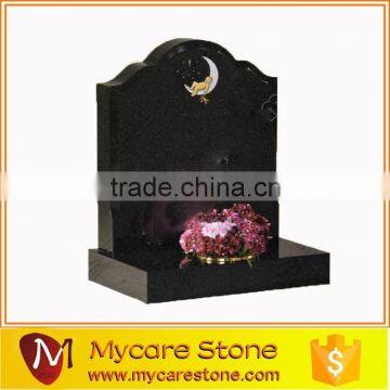 Wholesale western style black color granite tombstone