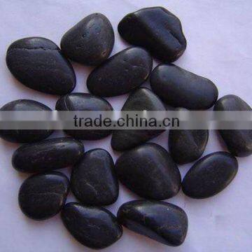 black natural river pebbles