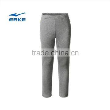 ERKE wholesale plain color black grey 100%polyester mens knitted sports pants with zip procket