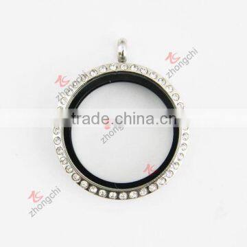 30MM round crystals locket pendant necklace