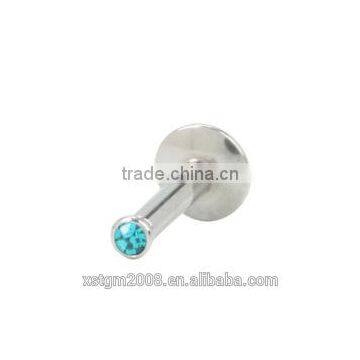 Steel Silver Sterile Labrets Monroe Ring With Press Cz Gem Body Jewelry