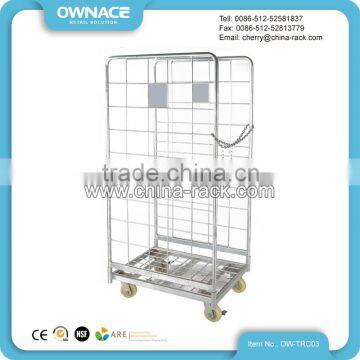 Foldable Storgae Metal Wire Mesh Roll Container For Warehouse