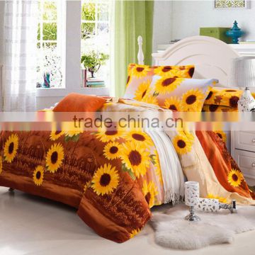 3D fashionable sunflowers bedding sheet for different size for sale