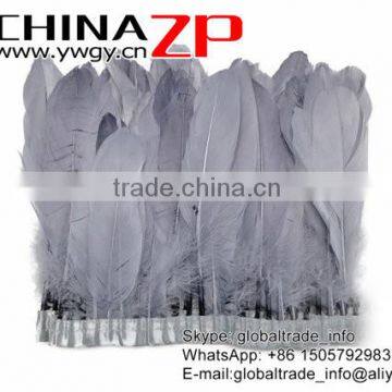 CHINAZP Factory Best Selling Cheap Trim Dyed Grey Goose Satinettes Trimming Feathers photo-2