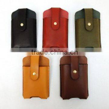 Handmade leather microfiber mobile phone pouch