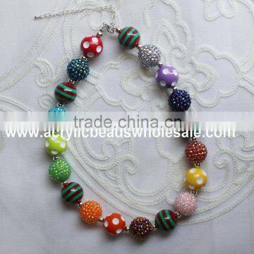 Big sale stripe dot big beads kids bubble gum chunky necklace