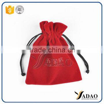 High quality with drawstring red velvet packaging pouches