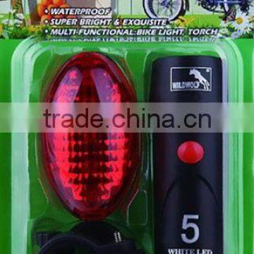 2015hot sale bicycle front light+rear light set 5LED super bright light set bike light set