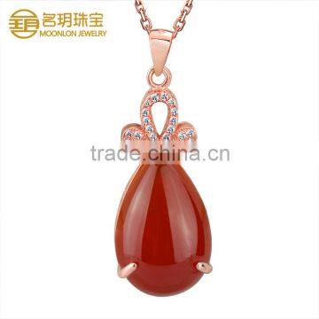 Wholesale Nature green chalcedony pendants in gold pendants