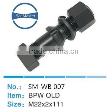 High strenth alloy wheel bolt with nut M22*2*111 for trucks and autos