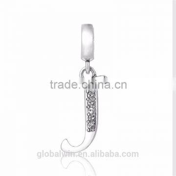 S067J Globalwin 925 Sterling Silver Alphabet Letter J Paved With Crystals Charms photo-3