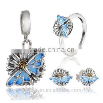 Luxury Silver Jewelry Set Wholesale Sterling Silver Cz Stud Earrings 925 Thailand Silver Earring Fashion Letter Pendant Jewelry photo-4